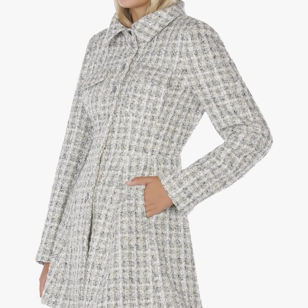 Laundry By Shelli Segal Gray and Black Pea Coat